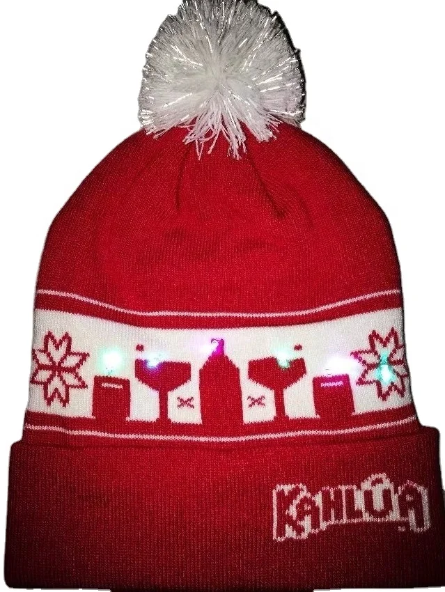 unisex winter hotsale Santa hat beanie with led light