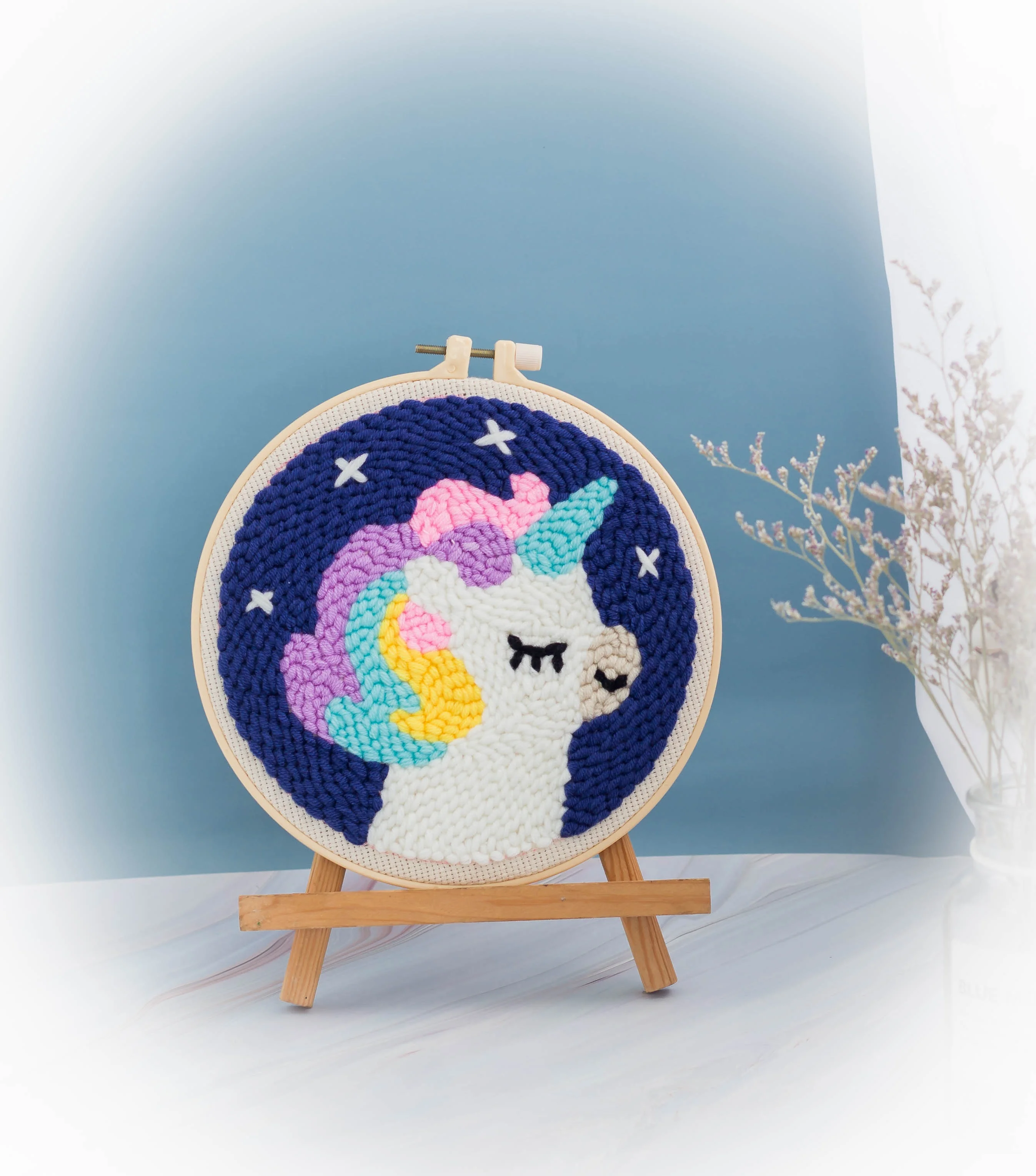 
Unicorn embroidery diy punch needle kit 
