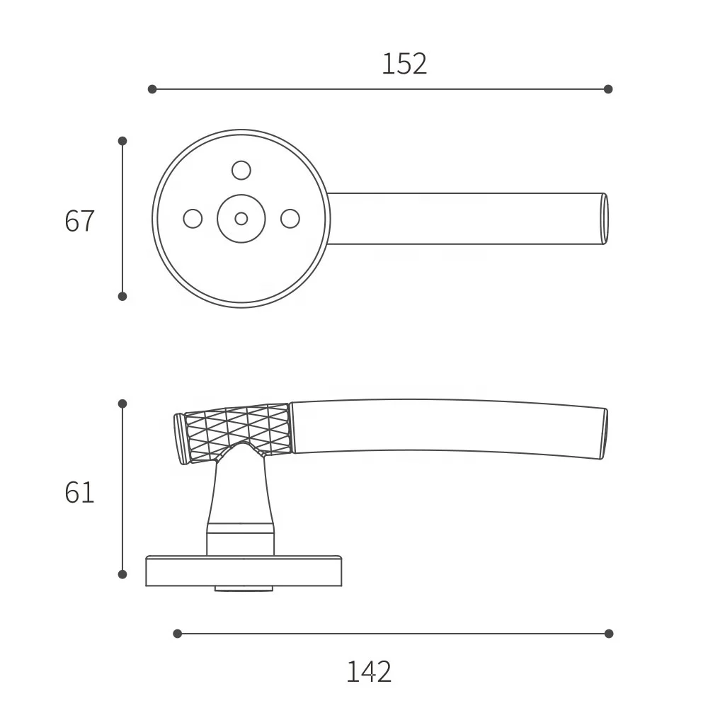 FILTA  Privacy Tubular Round Matt Black Lever Door Handles American Bathroom Handle Door Locks