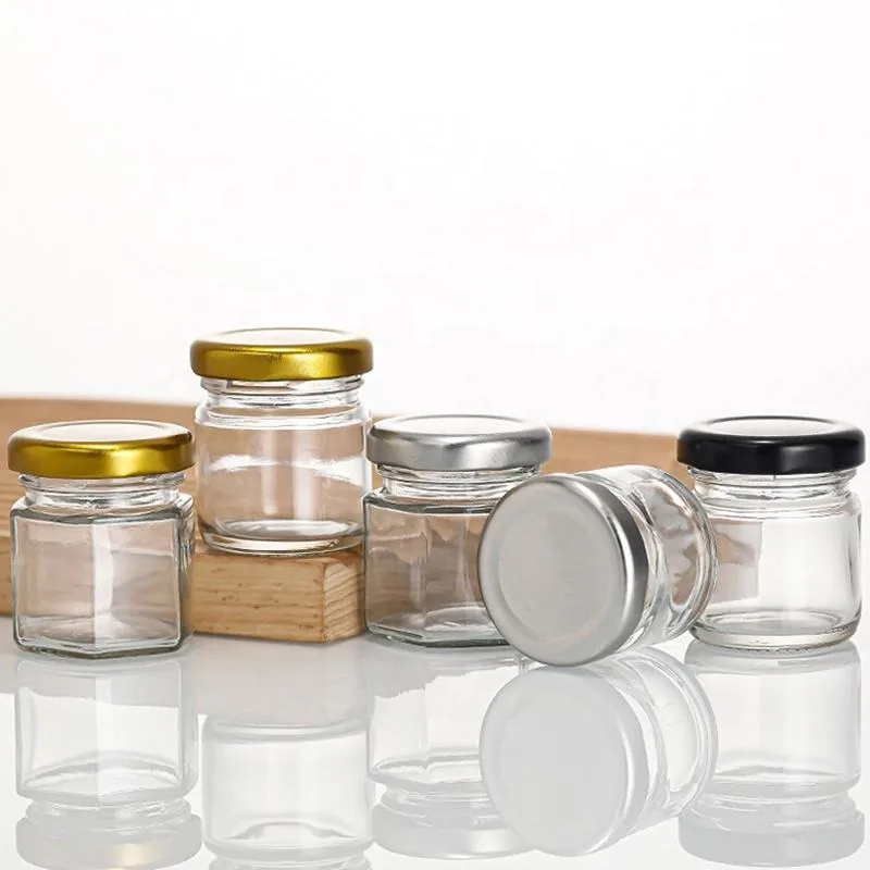 1OZ 1.5OZ Hexagonal and Round Glass Jars for Caviar and Honey with Twist-off Lid
