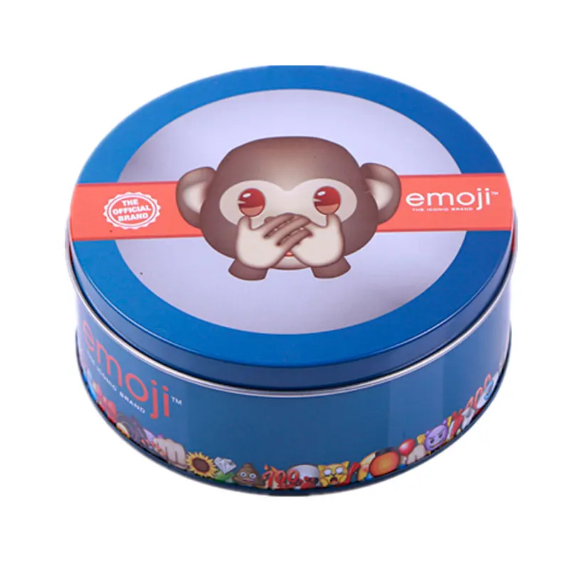 
Customized Food Candy Jar Round Biscuit Canned Food Grade Packaging Tin Box Printed Cute Pattern 