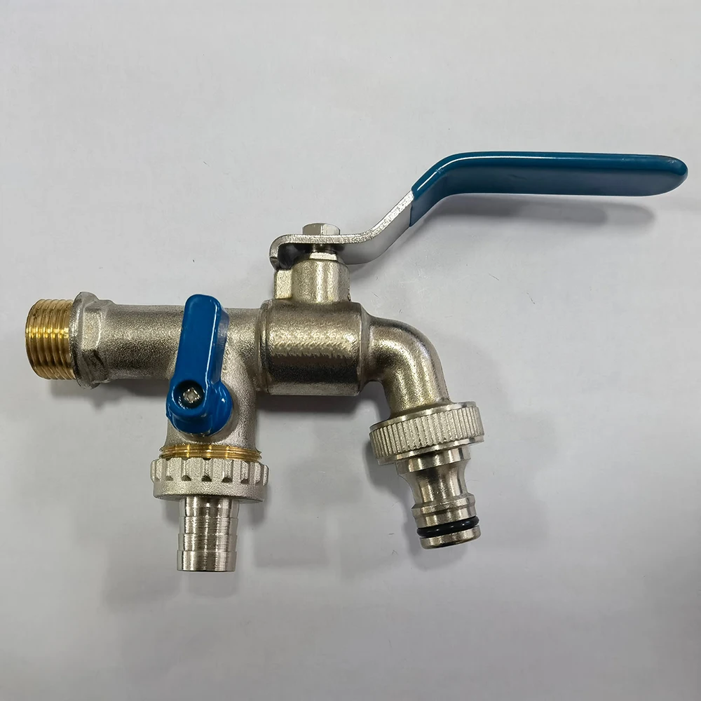 Garden hose tap two way  Brass ball valve bibcock with  fast hose connector