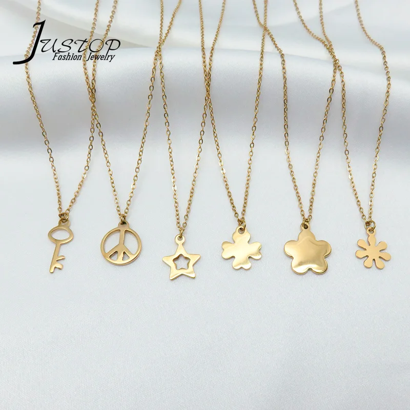  Simple pendant cute jewelry stainless steel gold flower