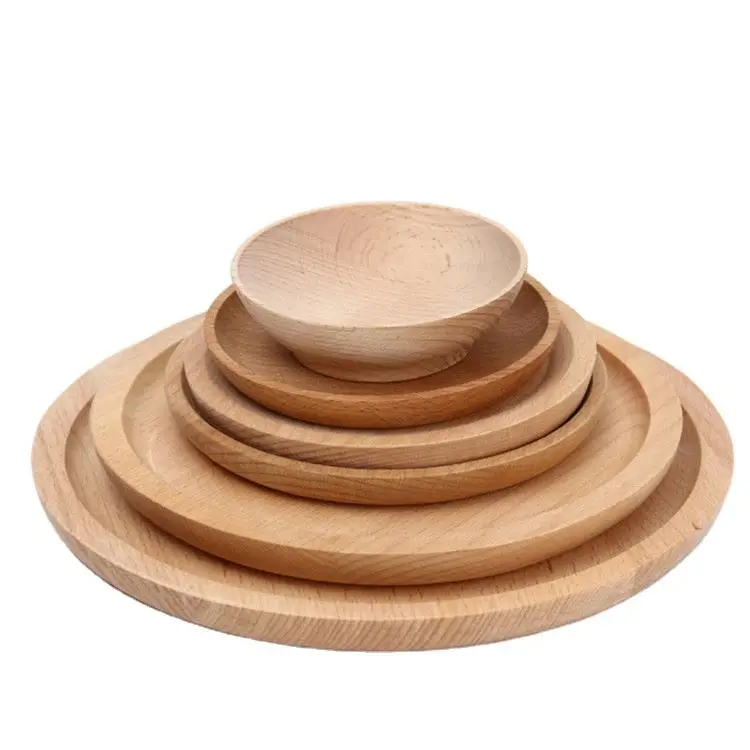 Beach serving bowl dish baby food wood dishes set wooden plates and bowls