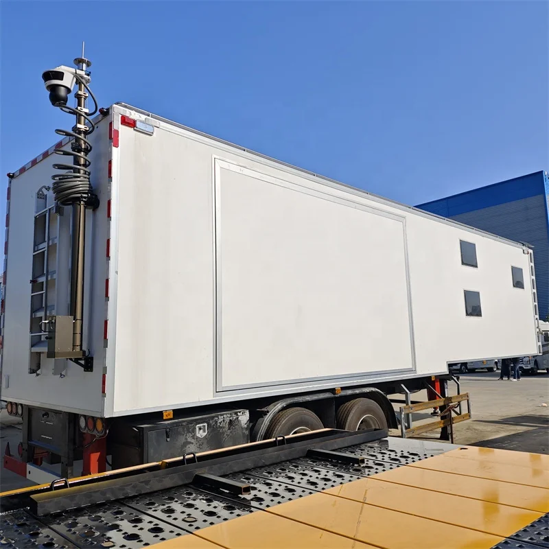 factory customized 3 Axles Semi trailer RV Mobile Office Trailer with living facilities and Communication System for sale