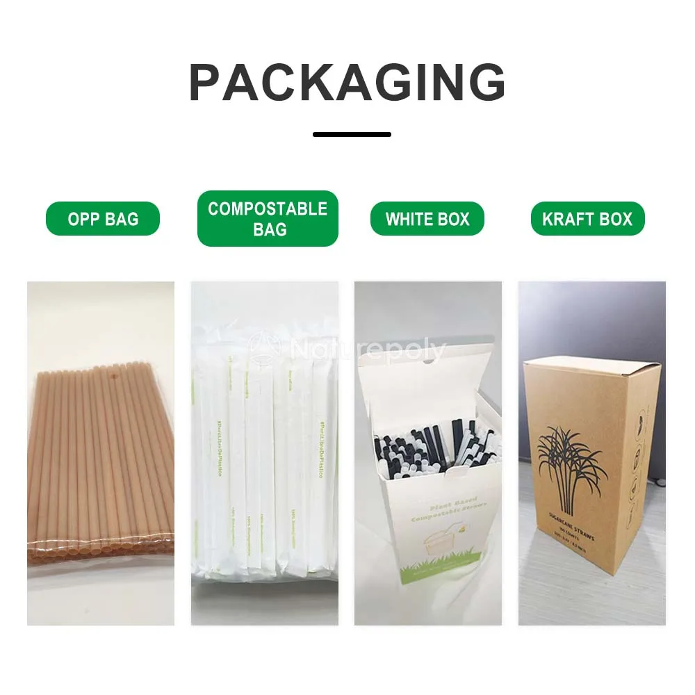 Hot Sale Fashion Ecological 6mm 8mm 12mm Sugarcane Straws Sugarcane Bagasse Drinking Straw