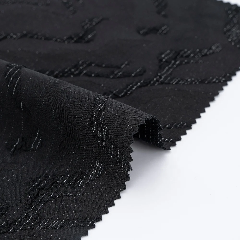 Polyester Rayon Jacquard Material for Abaya Fabric Formal Black Muslim Fashion