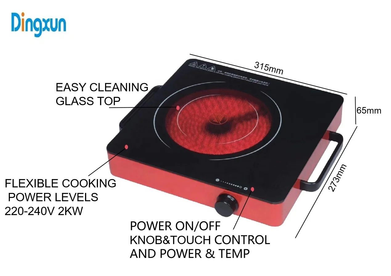 Wholesale 2000W stainless steel electric ceramic stove hot plate 1 burner touch sensor infrared cooker