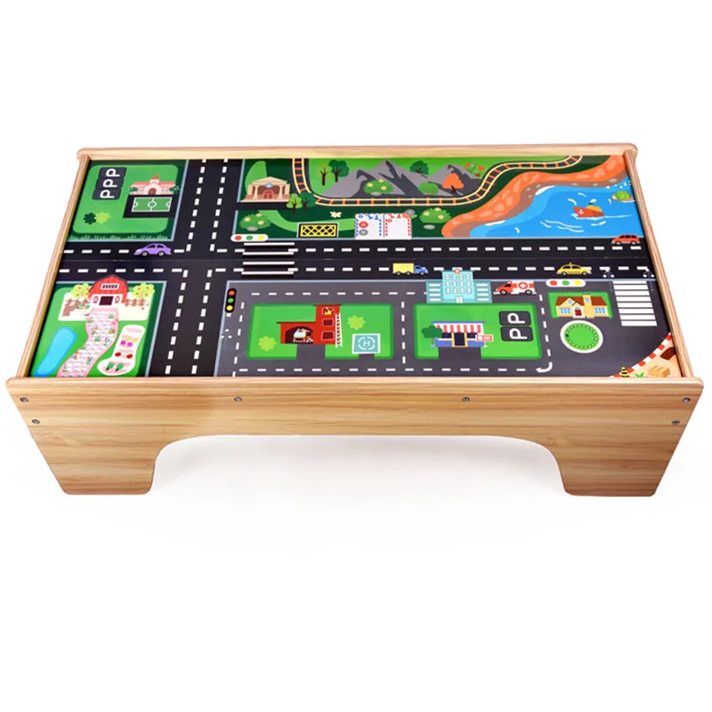 Popular Design In Stock 108Pcs Table Track Toy  Wooden Train Set Toy Electric Table Train Tracks Railway For 3 Years+ Kids