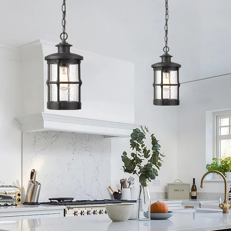 Energy Saving Outdoor Backyard Pathway Road Garden Iron E26 Black Gold Decorative Modern Pendant Light