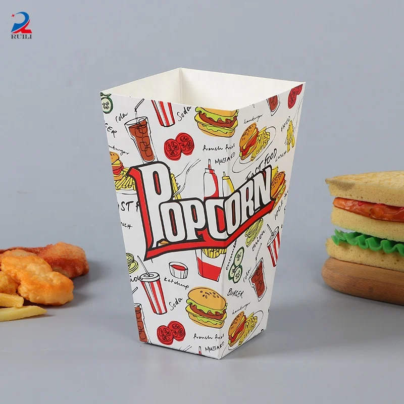 Popcorn tubs wholesale custom logo paper cups for popcorn large capacity paper bucket for food