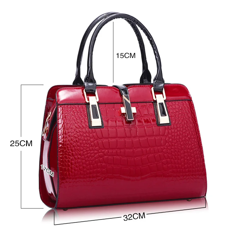 Wholesale Pu Leather Large Capacity Shoulder Bags Unique Vintage Patent-leather Crocodile Print Handbags