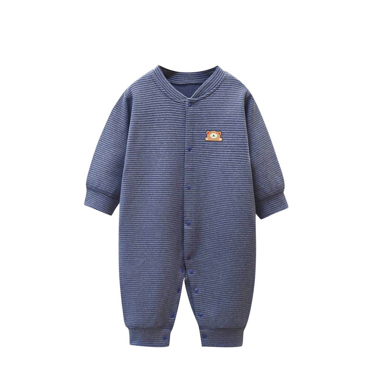 New Baby Velvet Onesie Baby Striped Clothes Boneless Climbing Clothes Autumn And Winter New Children Warm Pajamas