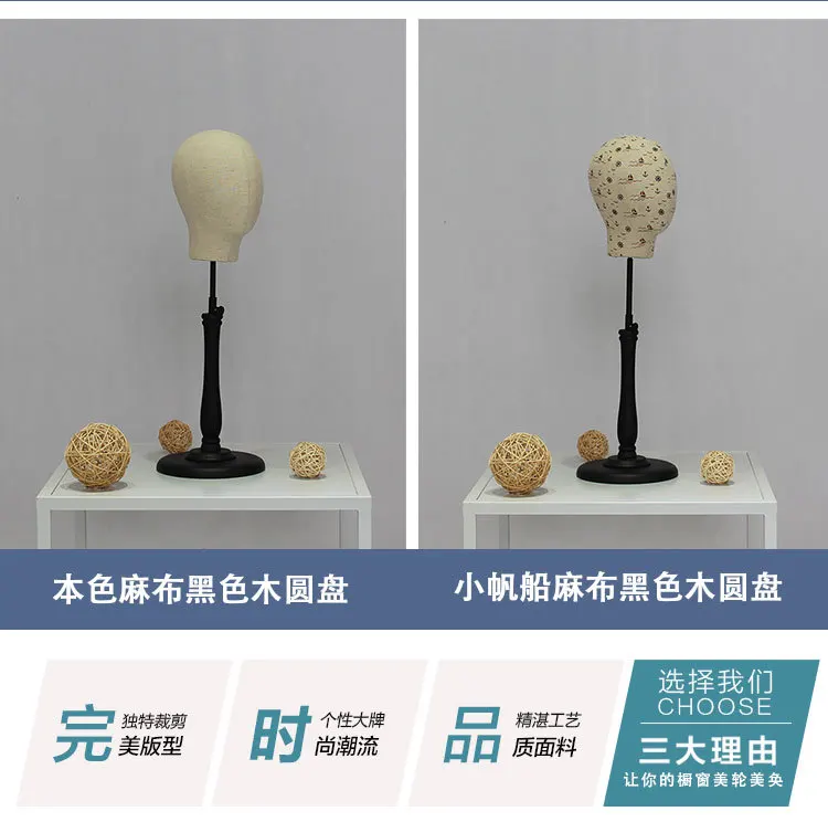 Beautiful fabric covered adjustable kids baby children head mannequin head with stand for hat wig scarf display