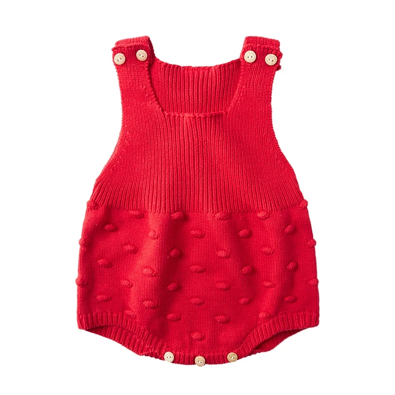 
sleeveless infant pullover knitted baby romper solid cable girl romper 