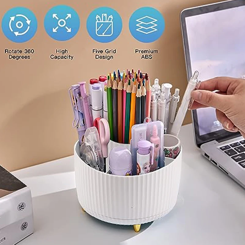 360 degree rotating beauty organizer makeup brush organizer stationery organizer for save space