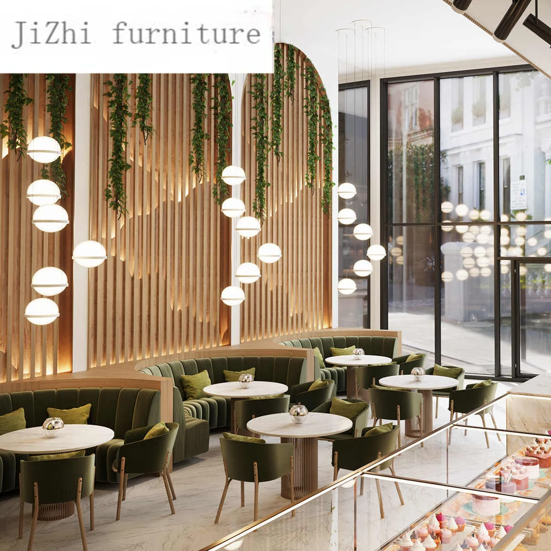 cafe fast food booth seating half round circle dining restaurant sofa table and chairs