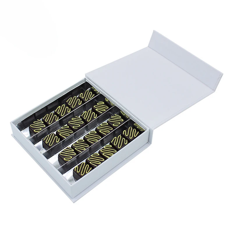 Розничная продажа белая складная бумажная коробка с логотипом на заказ магнитная пустая Подарочная для шоколада