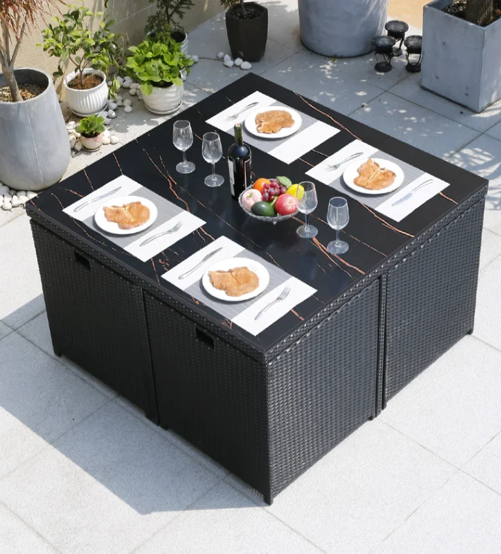 Restaurant furniture outdoor rattan table and chair set