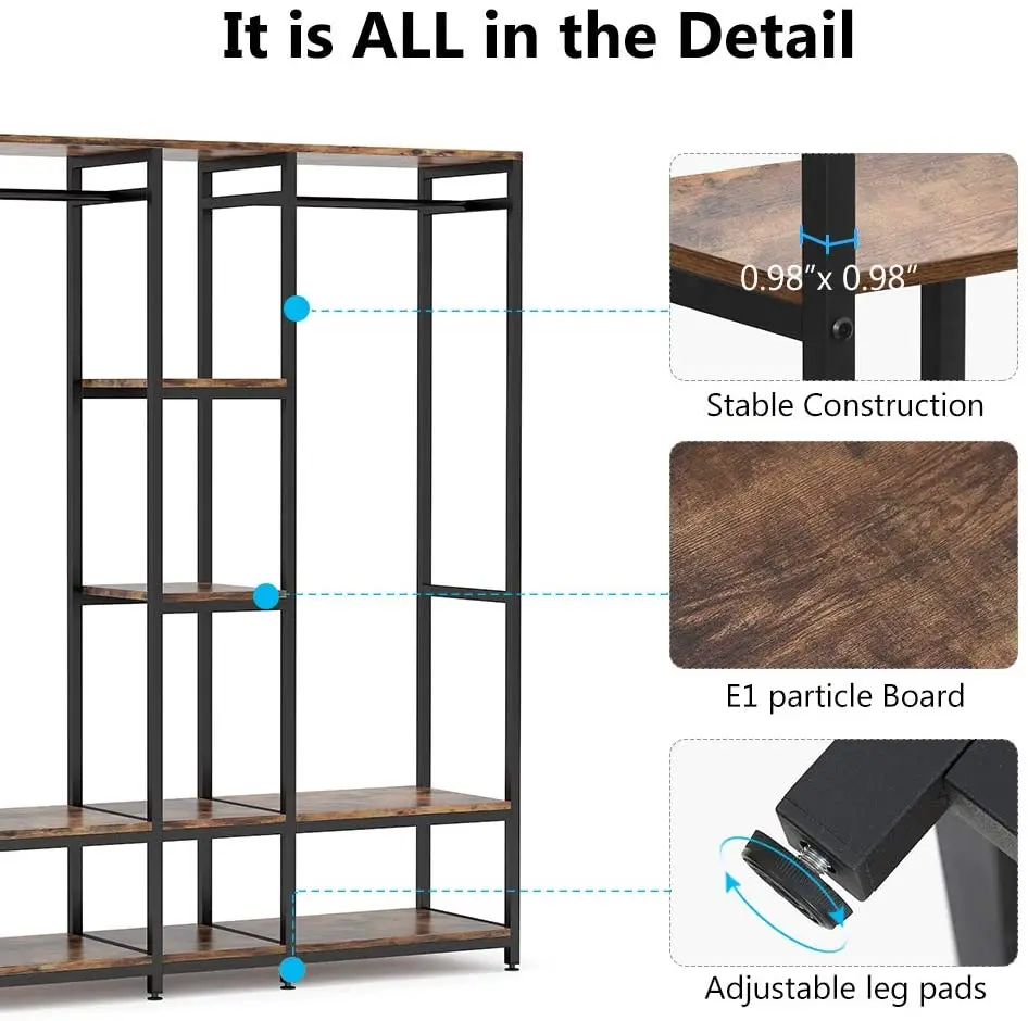 Double Rod Free Standing Closet Organizer Wardrobe Clothes Garment Rack Wholesale Clothing Display Racks