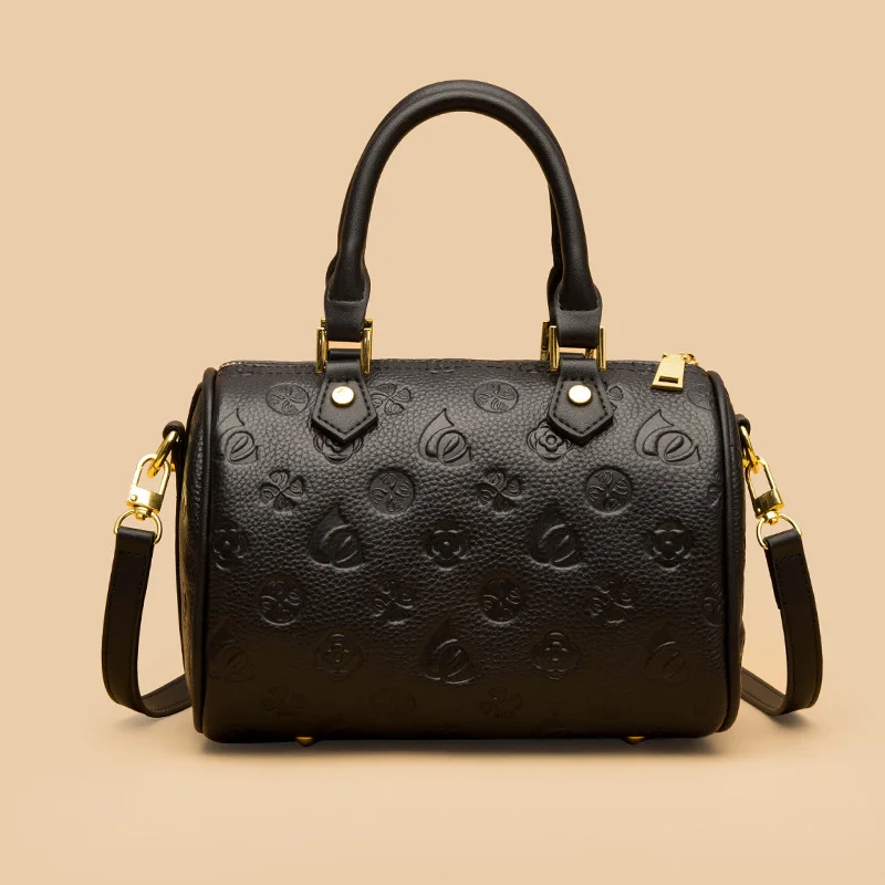 (customizable LOGO/embossable pattern) high quality embossed messenger bag genuine leather handbag