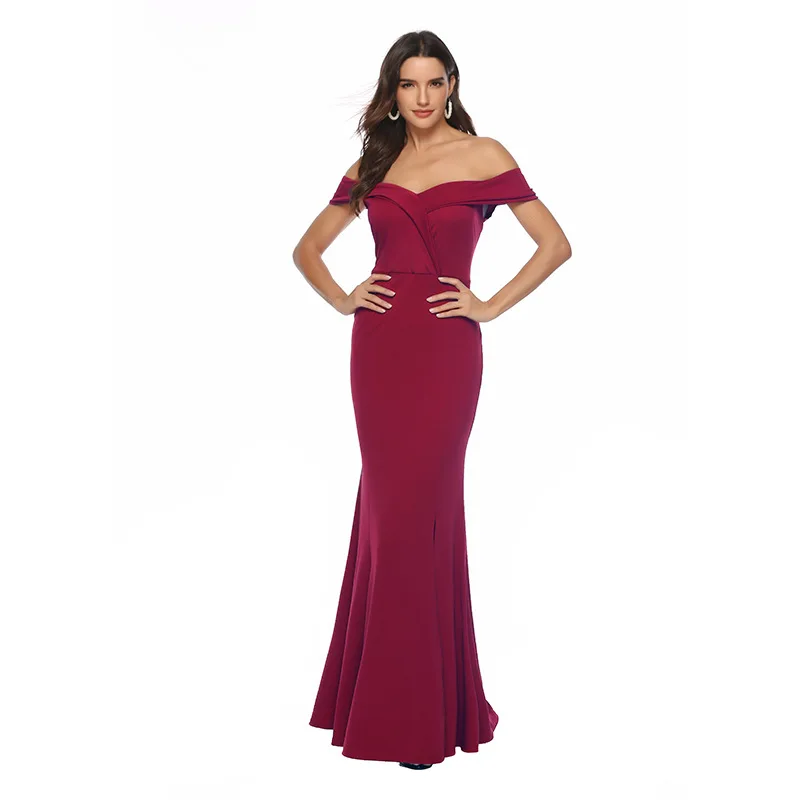 2024 New Trends Women S Popular European And American FashionvCollar Split Dress Banquet Evening Long Dress