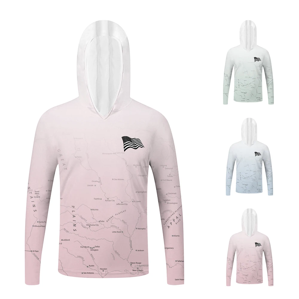 Custom Logo High Quality Quick Dry Long Sleeve Fishing Clothing Upf50+ Sun Protection Fishing Hoodie With Mask