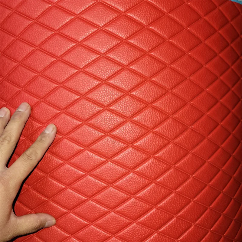 Embroidered Stitching Sewing PVC Leather with Sponge Diamond Design for Car Mat and Car Seat Upholstery