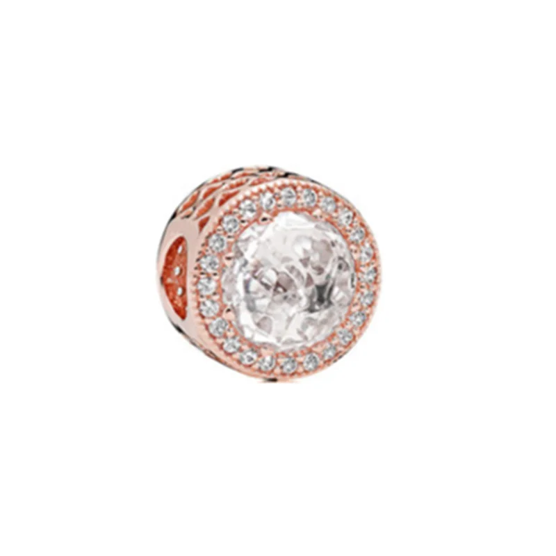 925 sterling silver rose gold pink string charm suitable for Original bracelet necklace beaded ladies DIY jewelry