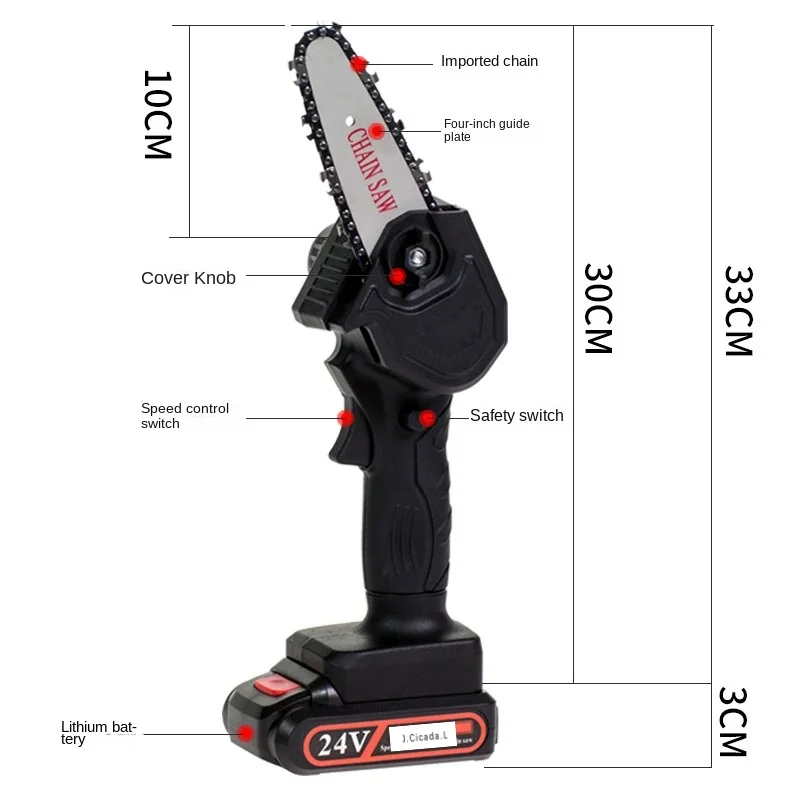 4 Inch Mini Portable Lithium Battery Chain Saw Multifunctional Electric Chain Saw To Cut Tree Household Branch Pruning Chain Saw