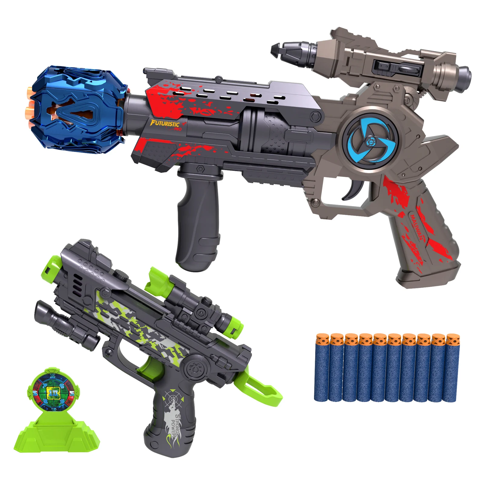 Wholesale Outdoor Game Soft Bullet Shoot Gun Toys Sound Light Shoot 2 in 1 Children Kids Boy Safe Electric Toy Gun