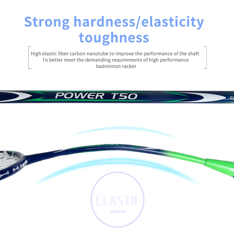 Hot Selling cheap Lightweight T50 Carbon Fiber anti-wearing training  Rackets of  Badminton Racquet