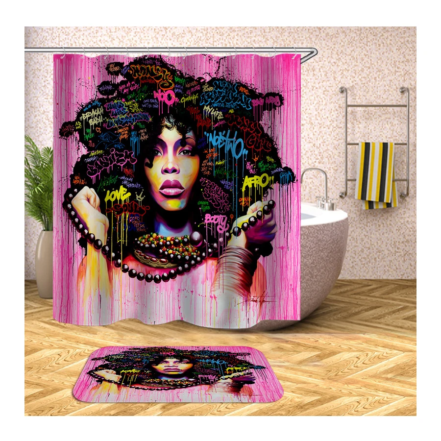 Wholesale Custom Print Bathroom Sets With Shower Curtain And Rugs Personalized Shower Curtain Waterproof