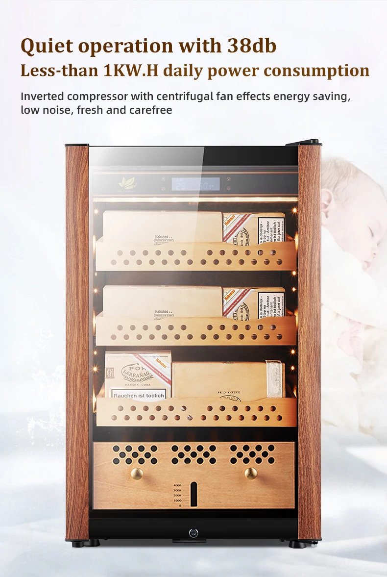 168L Cedar Wood Shelves Electric Home and Hotel Cigar Humidor Cabinet