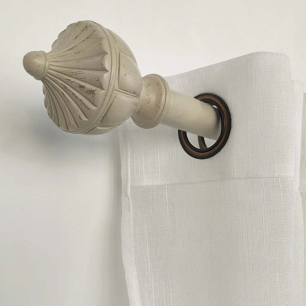 Extendable adjustable curtain rod ivory gold decorative 25/28mm curtain rod and pole for windows