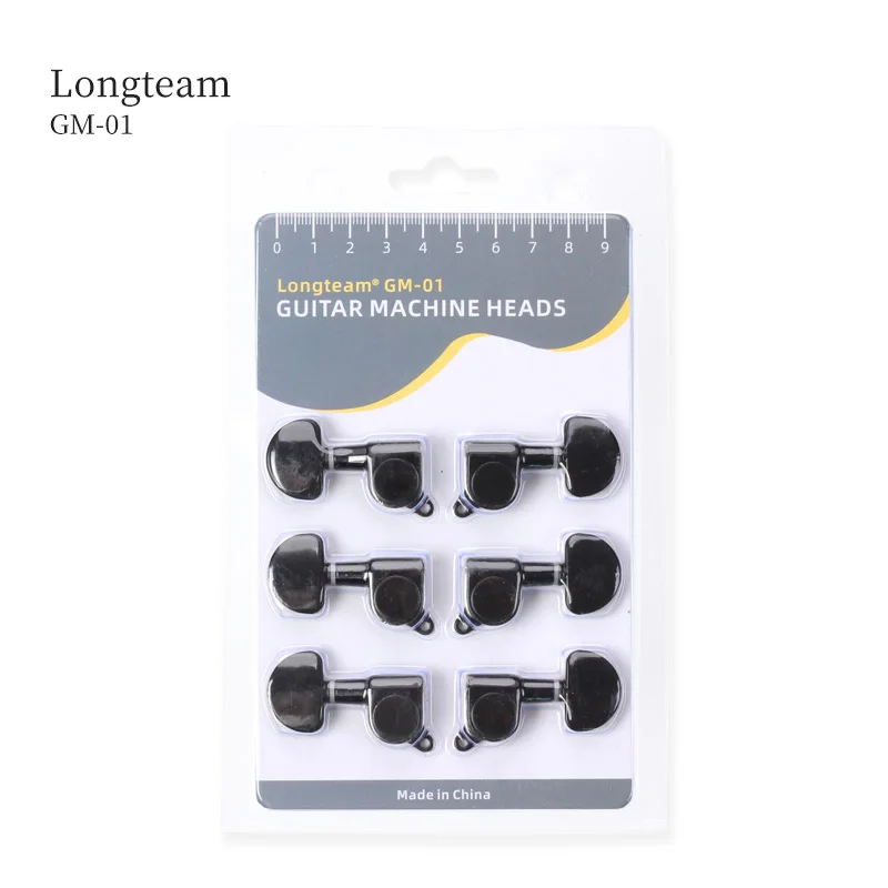 High Quality 6 pieces Guitar Machine Head for Acoustic Guitars 3 Right+3 Left Black/Chrome Tuning Pegs