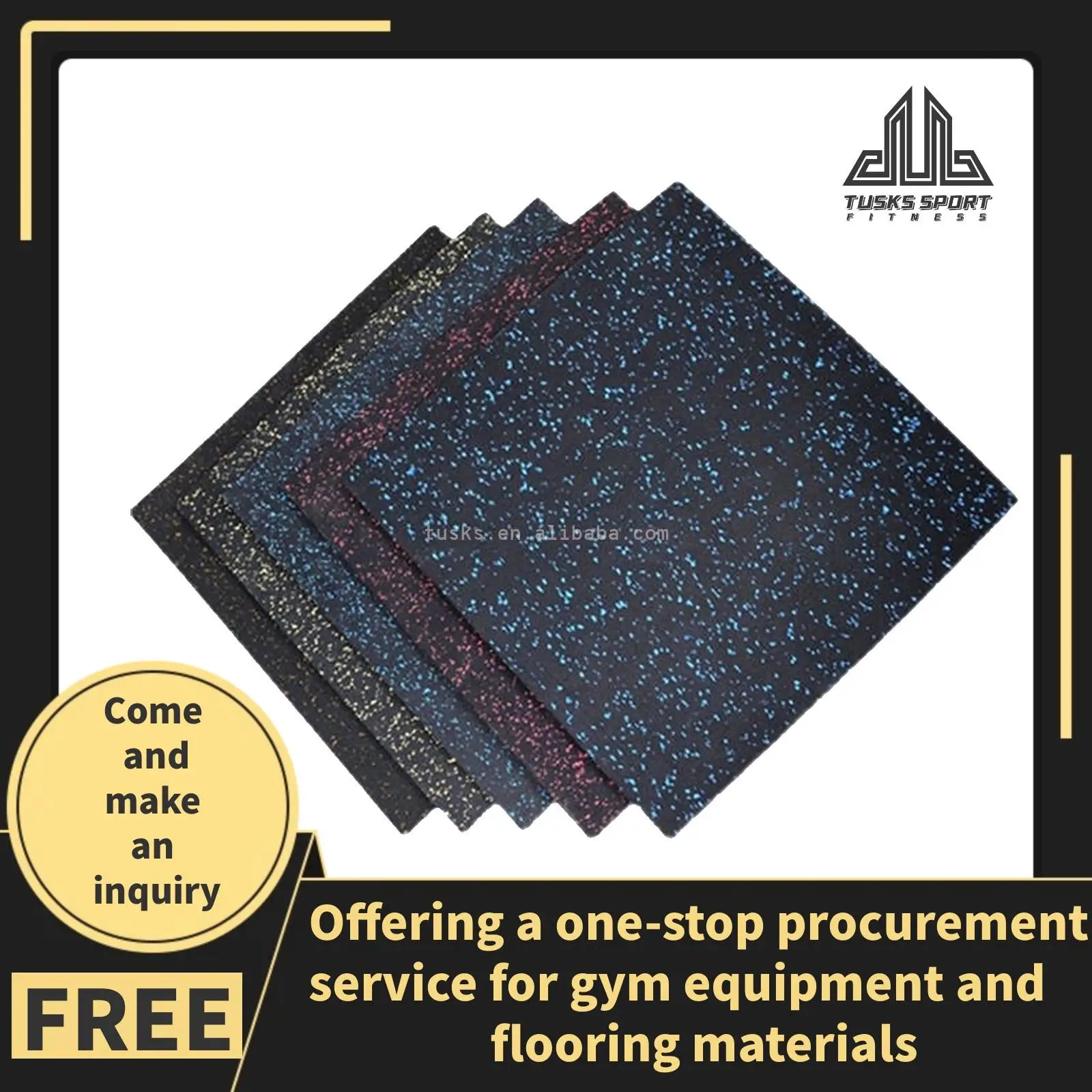 Heavy-Duty 1m x 1m Black Rubber Gym Floor Mats Gym Rubber Flooring Tiles for Fitness and Gymnastics EPDM  Elastic Weight Lifting