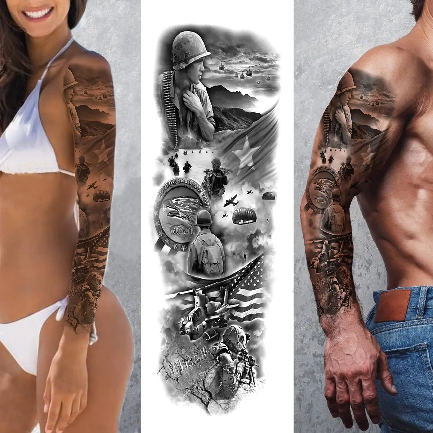 Free Samples Men Large Arm Sleeve Sexy Waterproof Temporary Tattoo Sticker Big Skull Flower  Full Arm Tattoo Stickers