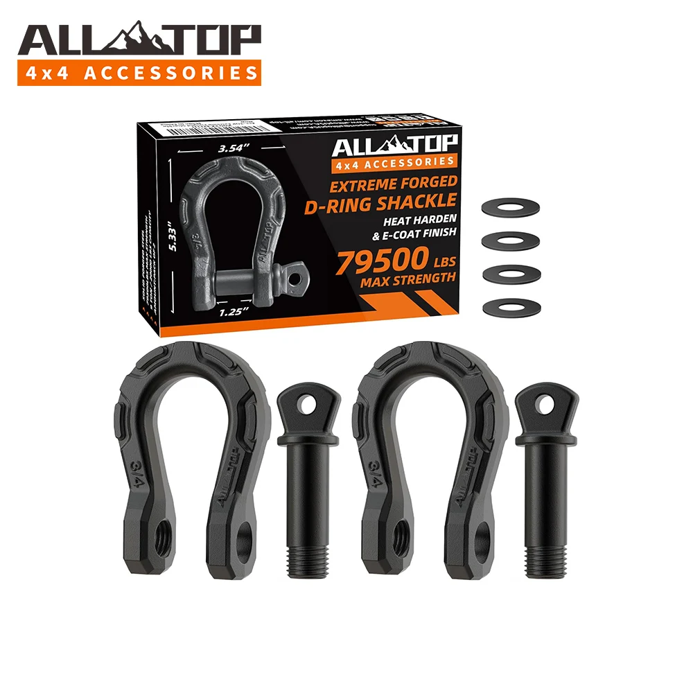 Off-road vehicle rescue equipment 36T Mn steel U-shape towing shackle bow shackle