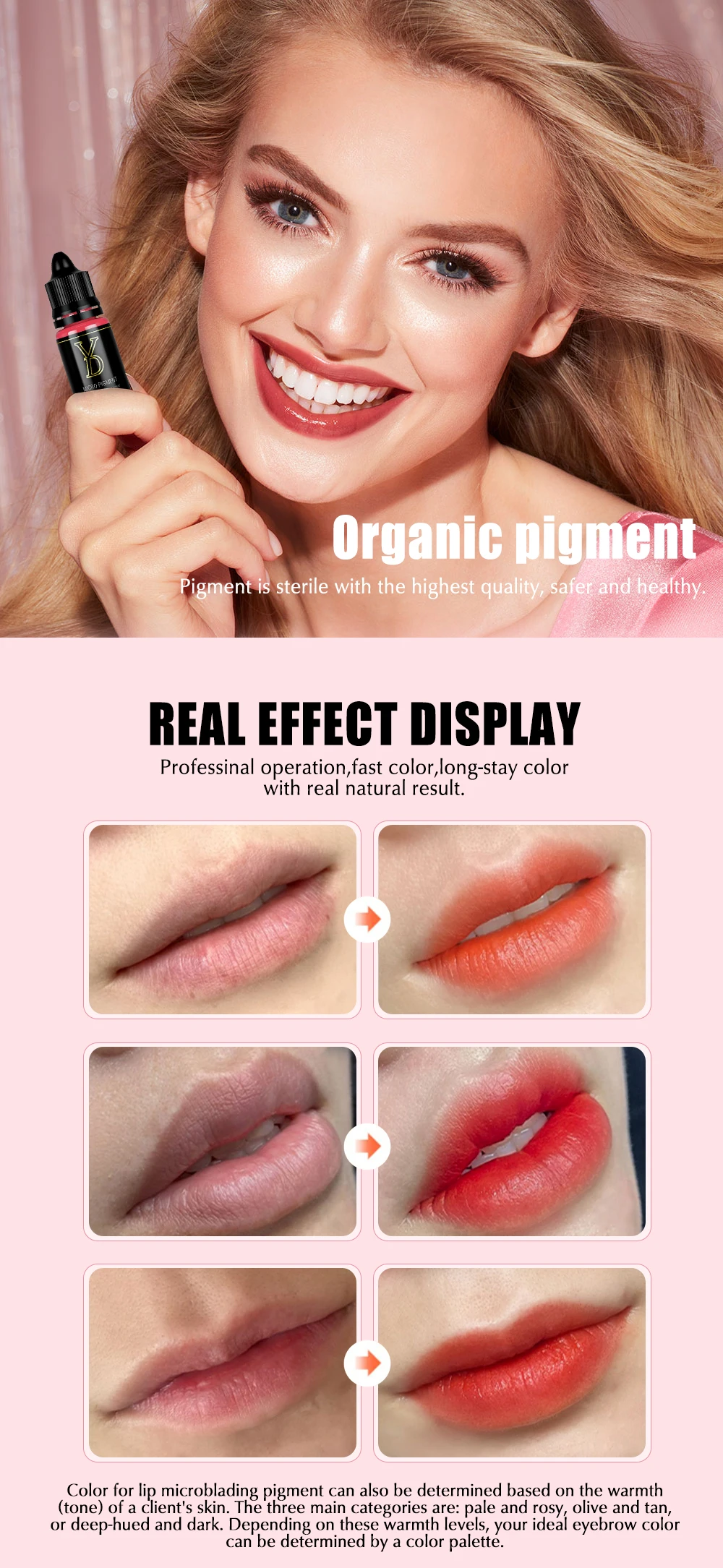 Wenshen Professional Rose Red Permanent Makeup Pigment for Lip Tattoo Ink 43 Colors for Choices