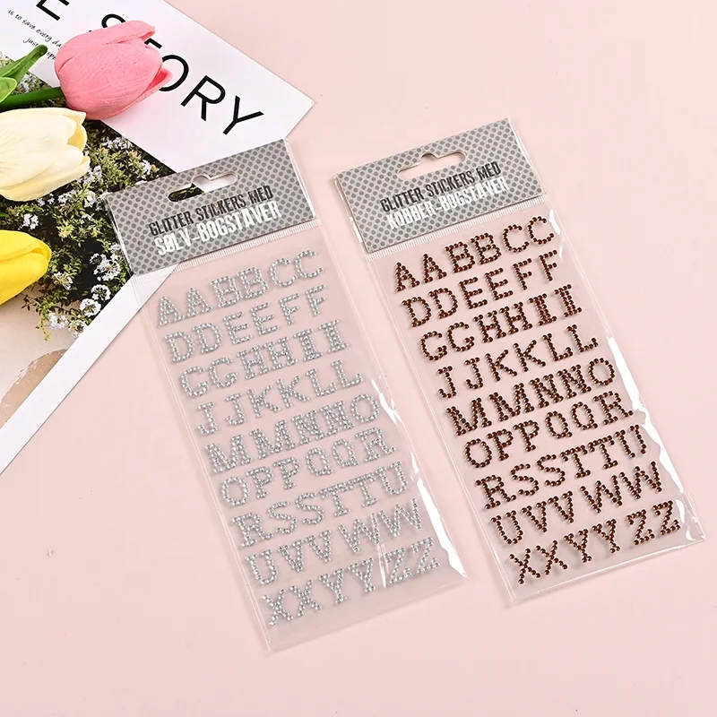 Custom Adhesive Rhinestone Diamond Crystal Gem Alphabet Letters Sticker Sheet
