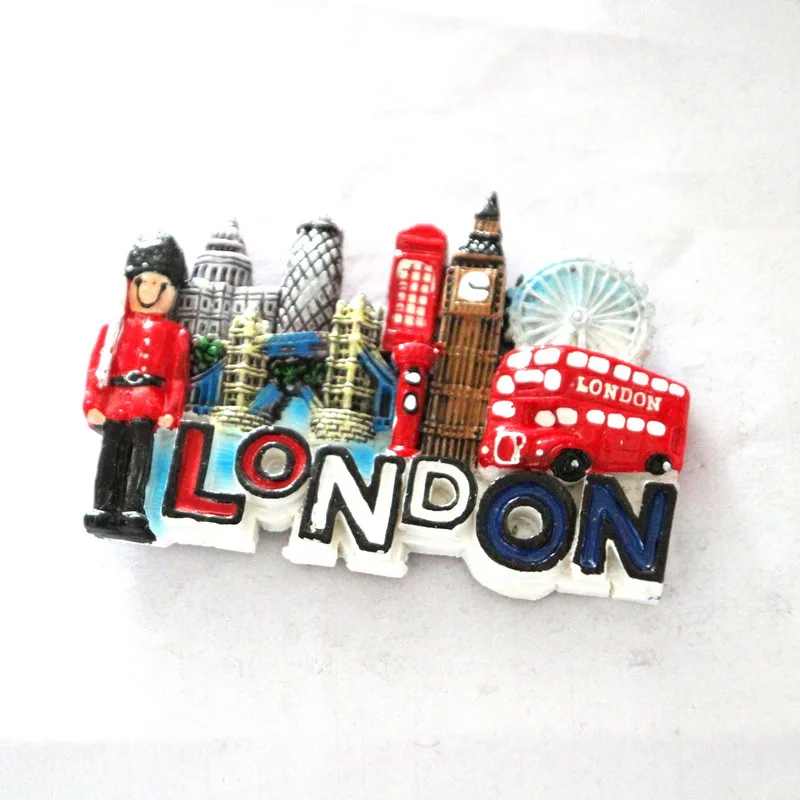 Wholesale custom design London England tourist souvenir handmade resin fridge magnet