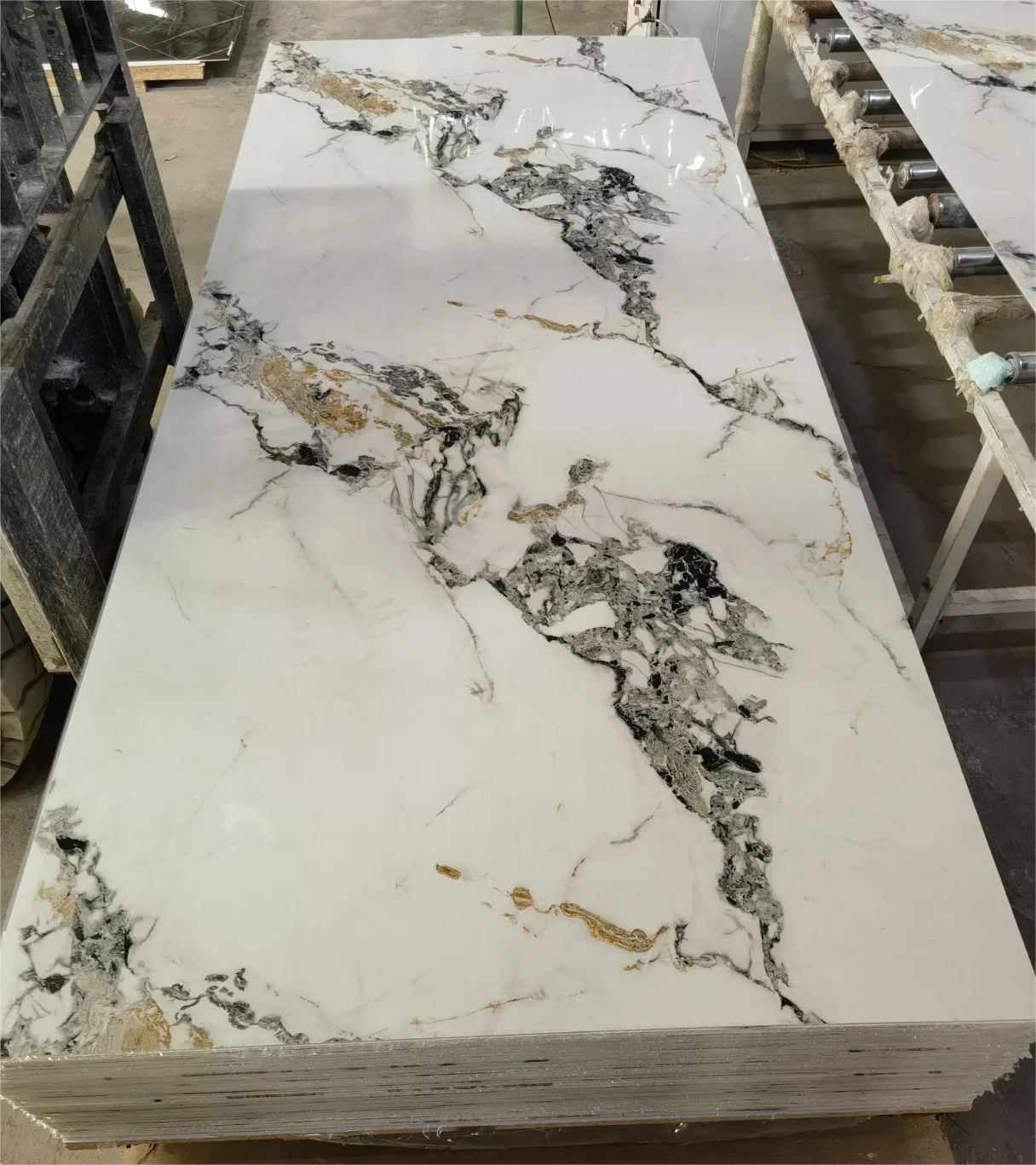 New High Light Density Pvc Marble Board Artificial Stone Plastic Uv Plate Wall Panel UV Coating Marble Sheet