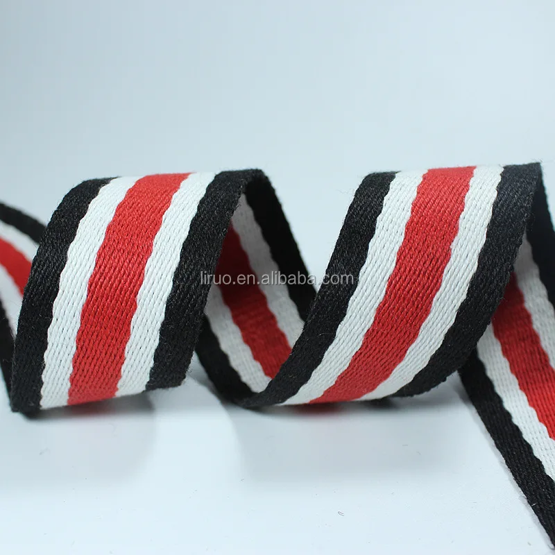 2/2.5/3.2/3.8/5 CM Recycled Striped Cotton Webbing for Bag Strap