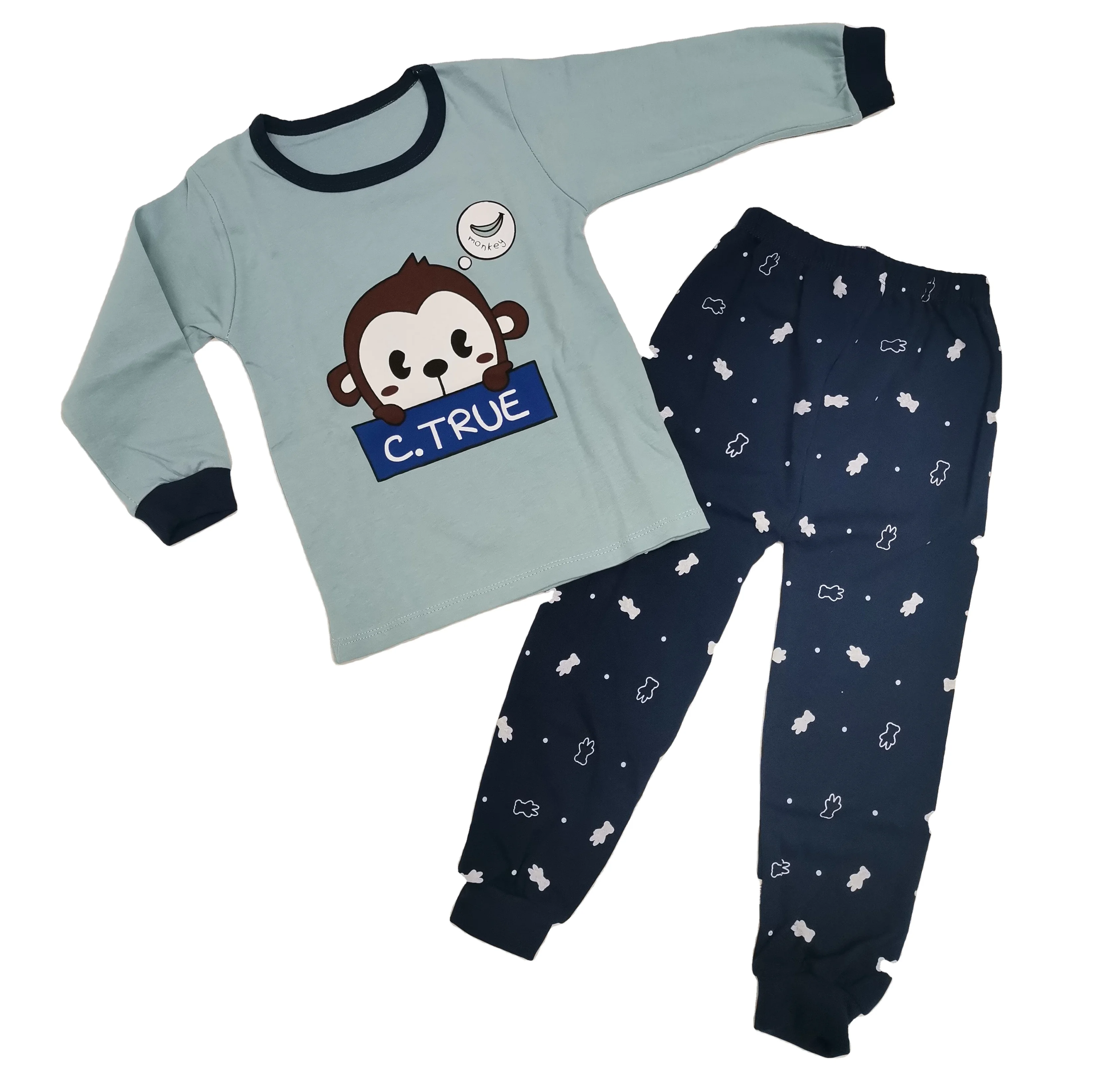 
Wholesale High Quality Cotton Pajamas Sleepwear Cute Cartoon Print Long Sleeve for Kids Children 
