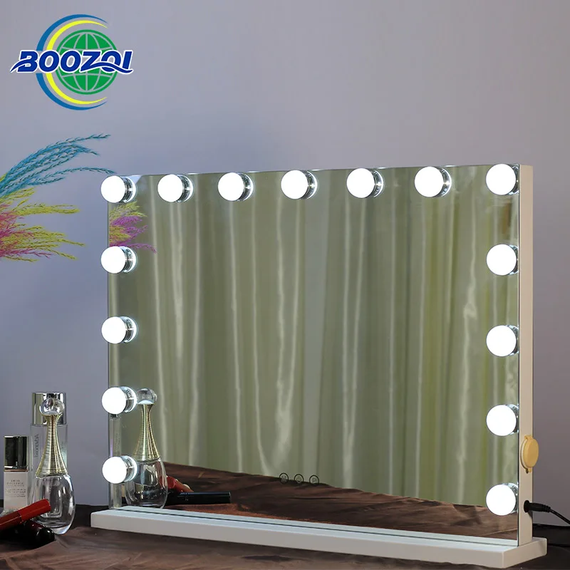 Hot Sale 58*45.5cm Classic Black Led Vanity Table Mirror Rectangular Hollywood Beauty Mirror for Hairdresser