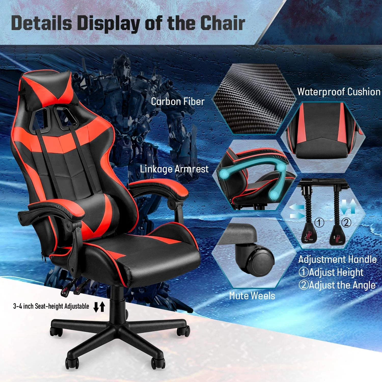  2021 пользовательский Эргономичный игровой стул Esport белый регулируемый современный роскошный офисный компьютер RGB для гонок с подставкой