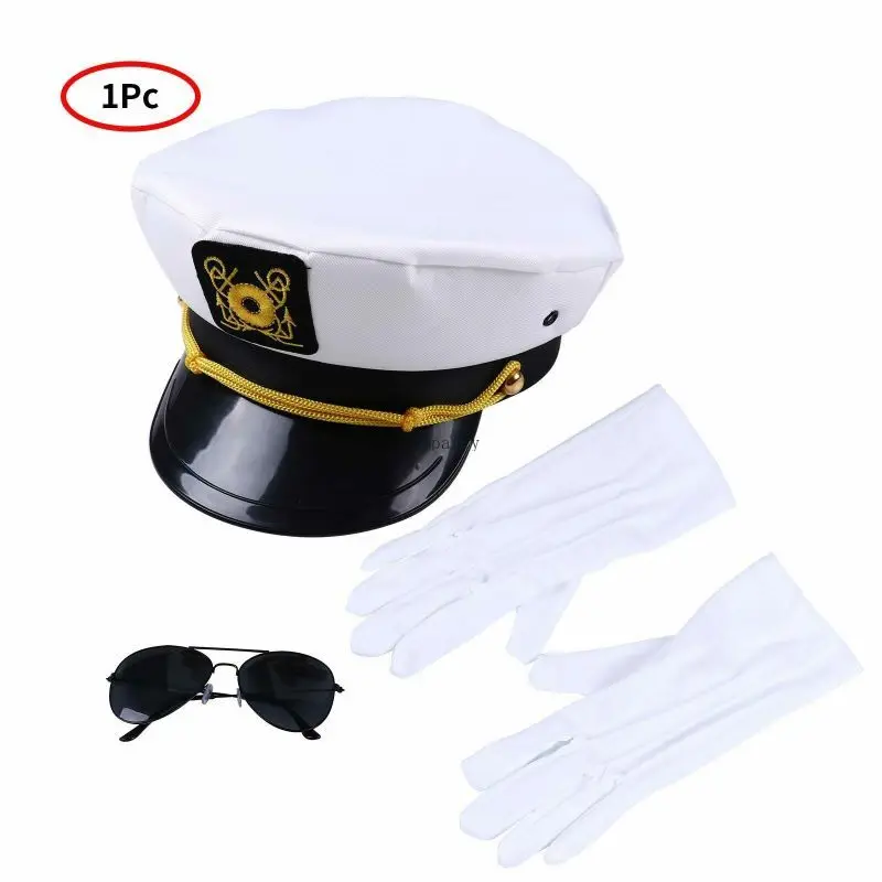 Navy Themed Party Navy Sailor Set Navy Hat Sunglasses Three-Piece Set Sailor Hat&White ecoparty