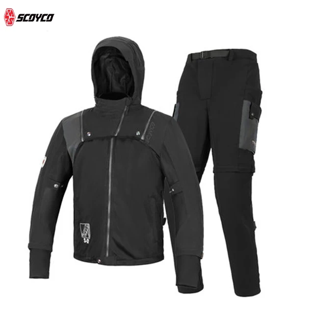 SCOYCO Black Motorcycle Suit Motorcycle 2 Piece Suit Motorcycle Full Body Armor Protective Jacket
