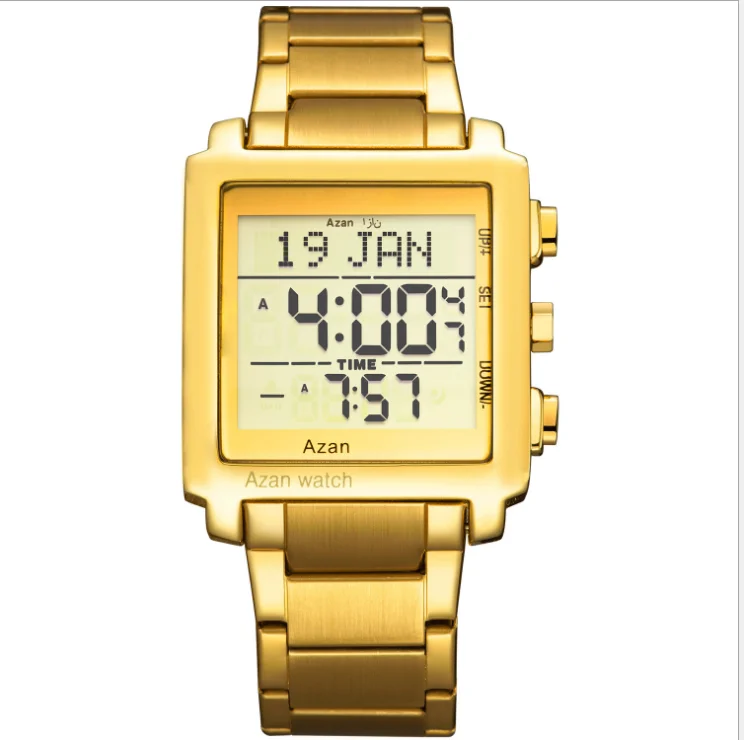 
Middle East Muslim Qibla Watches Multifunctional Prayer Reminder Azan Watch Islamic Electronic Watches 